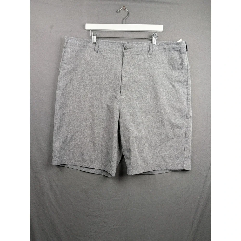 Haggar Mens Cool 18 Pro Performance Shorts Heather Gray Flat Front Golf Size 44